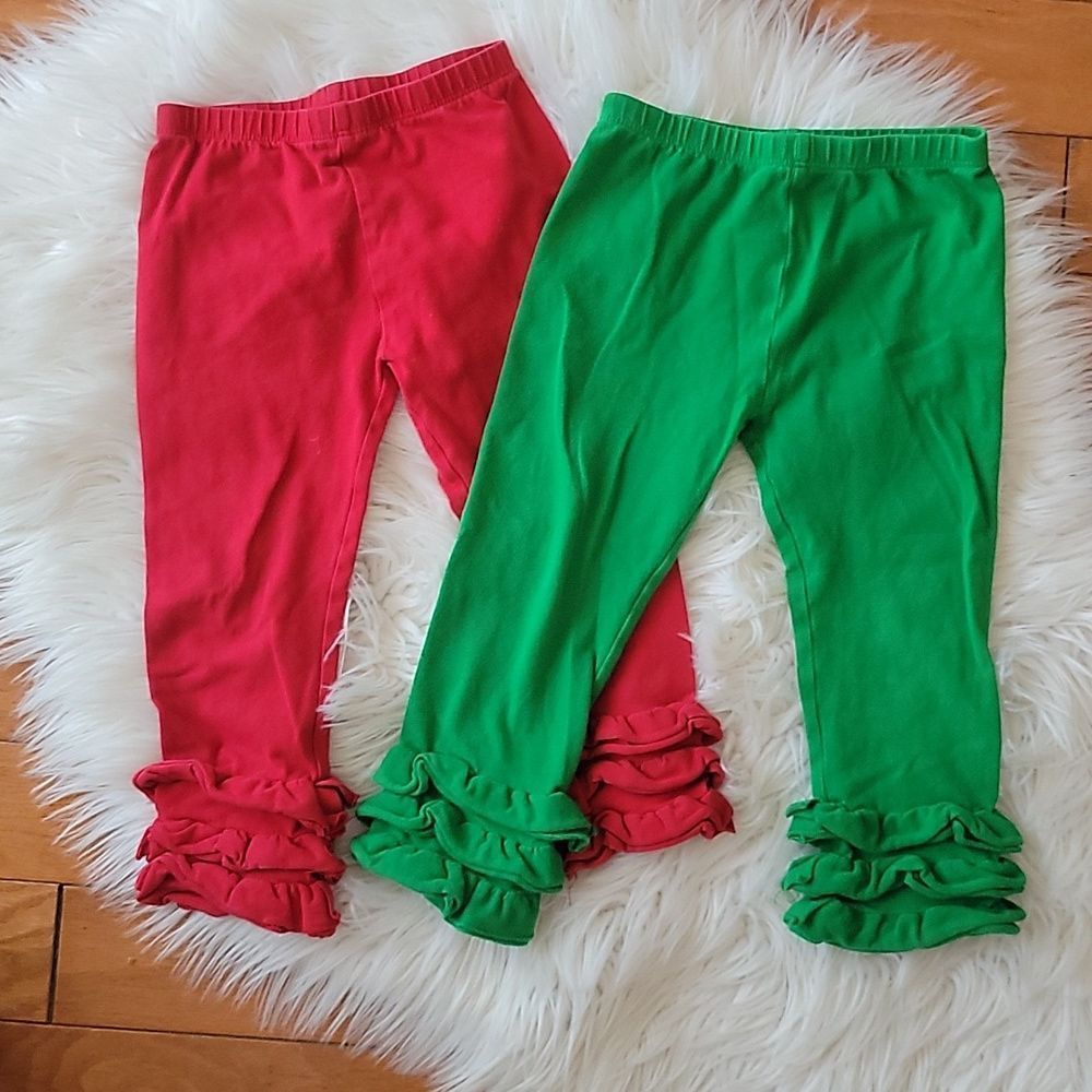 Red & Green Ruffle leggings